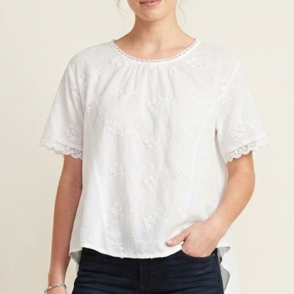 Solitaire Floral Peasant Flowy Embroidered Cottagecore Boho Cotton Blouse 2x